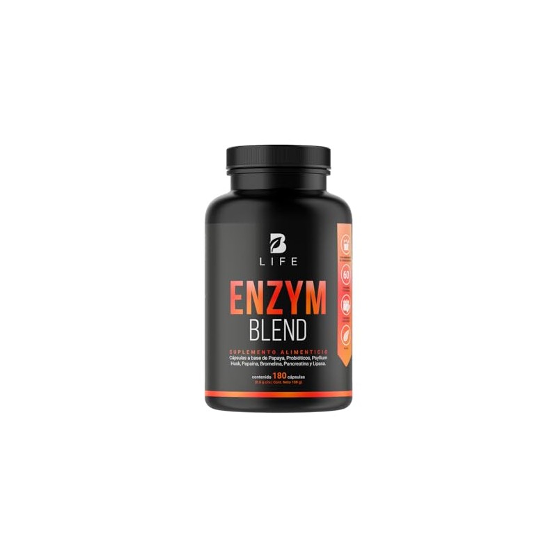 Enzimas Digestivas Probióticos Papaya Psyllium Husk 180 Cápsulas 1800 Por