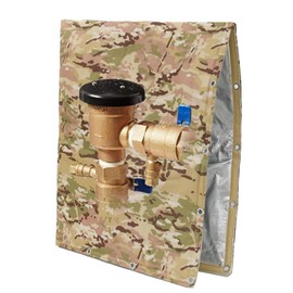 King Mills 5 Layer Sprinkler Covers for Outside, L-Shaped Opening Back Flow Covers for Winter Freeze and Intense Sun Protection. Outdoor Pipe Insulation Cover.[Sand Camo] 24x30in