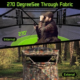 Jdfdexc Hunting Blind See Through with Carrying Bag, 2-3 Person Pop Up Ground Blinds 270 Degree, 300D Portable Resilient Hunting Tent for for Deer Hunting Turkey Hunting