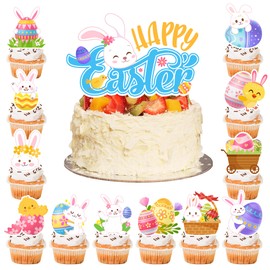 Ostern Kuchen Deko 25Pcs, Ostern Cupcake Topper Oster Happy Easter Tortendeko Ostern Party Kuchen Dekoration für Frohe Ostern Dekoration