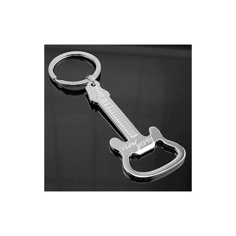 Générique Electric Guitar Style Steel Bottle Opener Keyring, Moyen, Stainless