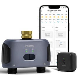2 Zones WiFi Water Timer Brass Inlet, Sprinkler Timer for Garden Hose, APP Remote Control WiFi Hose Timers with Gateway, Voice Control with Alexa, Rain Delay and Manual Mode for Yard Lawn Watering