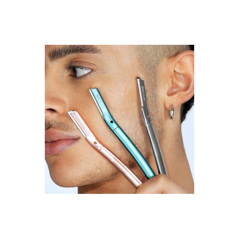 ISOCLEAN Facial Dermablade Razor with 6 Stainless Blades -Professional Hair
