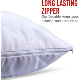 mak - Pillow Protectors Pack Of 4 Quilted Pillow Cases Protector Zippered Enclosure White 75x50 cm