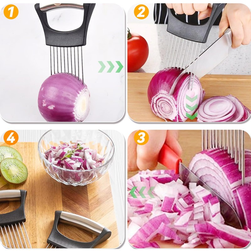 Upgraded Onion Holder for Slicing, New Stainless Steel Onion Slice