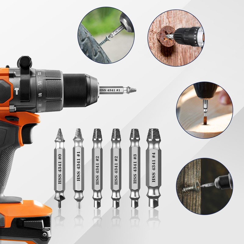 Damaged Screw Extractor Set - Remover for Stripped Screws Nuts