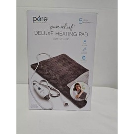 Pure Enrichment Pure Relief XL Heating Pad 12 x 24 in Gray 6 Settings Plush Soft