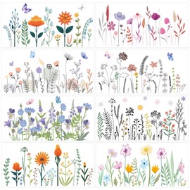 Flower Rub on Transfers for Crafts - 8 Sheets Vintage Wildflower Butterfly Rub on Transfers for Furniture Botanical Rub on Transfer Stickers Decal for Wood DIY Art Craft Office Home Decor