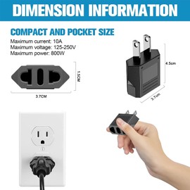Oliveria Pack of 4 Travel Adapters, EU to US Adapter, Adapter Plug USA Germany Plug, Travel Plug EU to US Germany/Europe Plug America/Canada/Mexico Converter for Devices with USA White