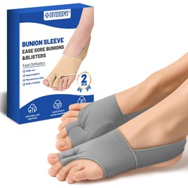 DiviDermy Pack of 2 Hallux Valgus Correction, Hallux Valgus Bandage with Heel Band, Non-Slip Bunion Corrector, Toe Separator for Men and Women, Suitable for Most Shoe Types, Skin