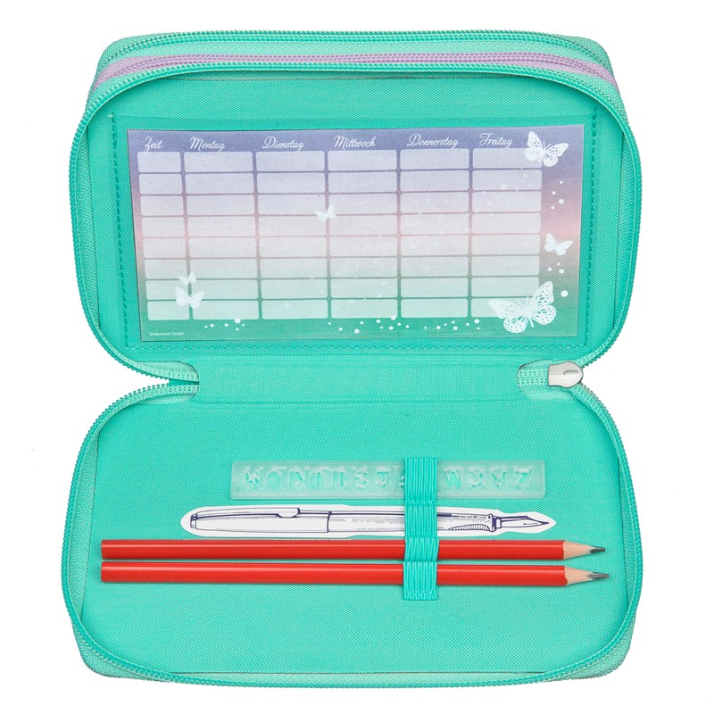 Scooli - Tripledecker Butterfly Wishes Pencil Case - Large Pencil