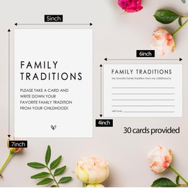 Family Traditions Sign and Card(1 Sign+30 Cards), Baby Shower Game 30 Guests, Baby Shower Activities, Family Tradition Cards for Baby Shower, Baby Shower Advice, Minimalist Baby Shower Decor -FAMLTR03