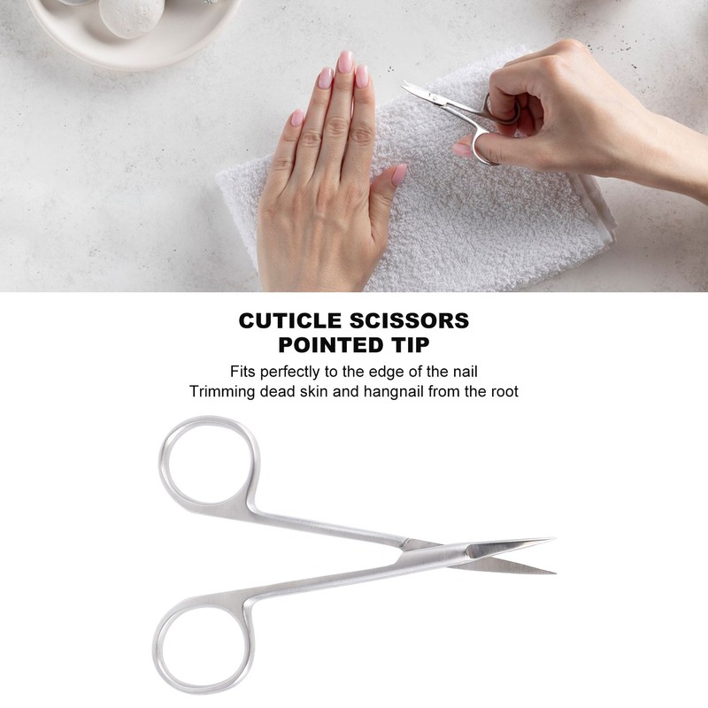 Professional Precise Pointed Tip Cuticle Scissors Stainless Steel Curved Blade