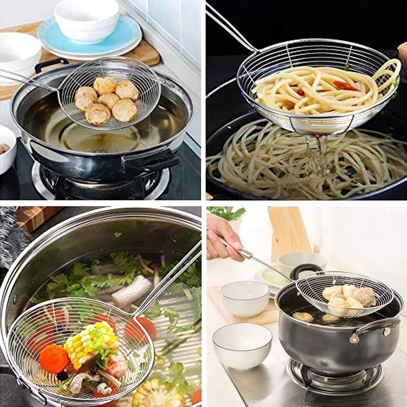 Stainless Steel Slotted Spoon, Spider Web Ladle Stainless Steel Strainer