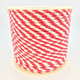 Derby Rope 5/8” x 200’ Solid Braid Multifilament Utility Propylene Rope, All Purpose MFP, Soft Touch Equestrian Derby Rope, Cord for Crafts, Sports, Landscaping, Horse Tack, Pets & Décor,Red and White