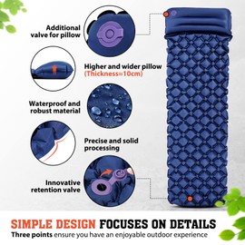 Hikenture Camping Sleeping Mat, Small Pack Size, Ultralight Sleeping Mat, Inflatable Air Mattress, Sleeping Mat for Camping, Travel, Outdoor, Hiking, Beach (Turquoise Blue, Green), blue