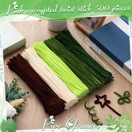Peryiter 500 Pieces Pipe Cleaners Chenille Stems for Flowers Craft Supplies Bulk Fluffy Fuzzy Sticks for DIY Art Projects Creative Gift Wrapping Party Decorations(Tropical Plants,12 Inch)