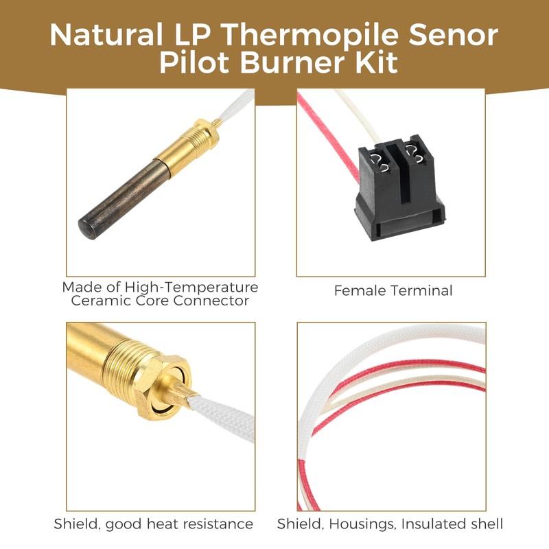 Natural LP SP20824 Thermopile Senor for Water Heaters Pilot Burner