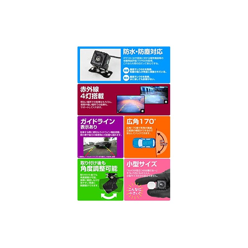 WEIMALL Car Backup Camera, Waterproof, CMOS, Small, Super Wide Angle