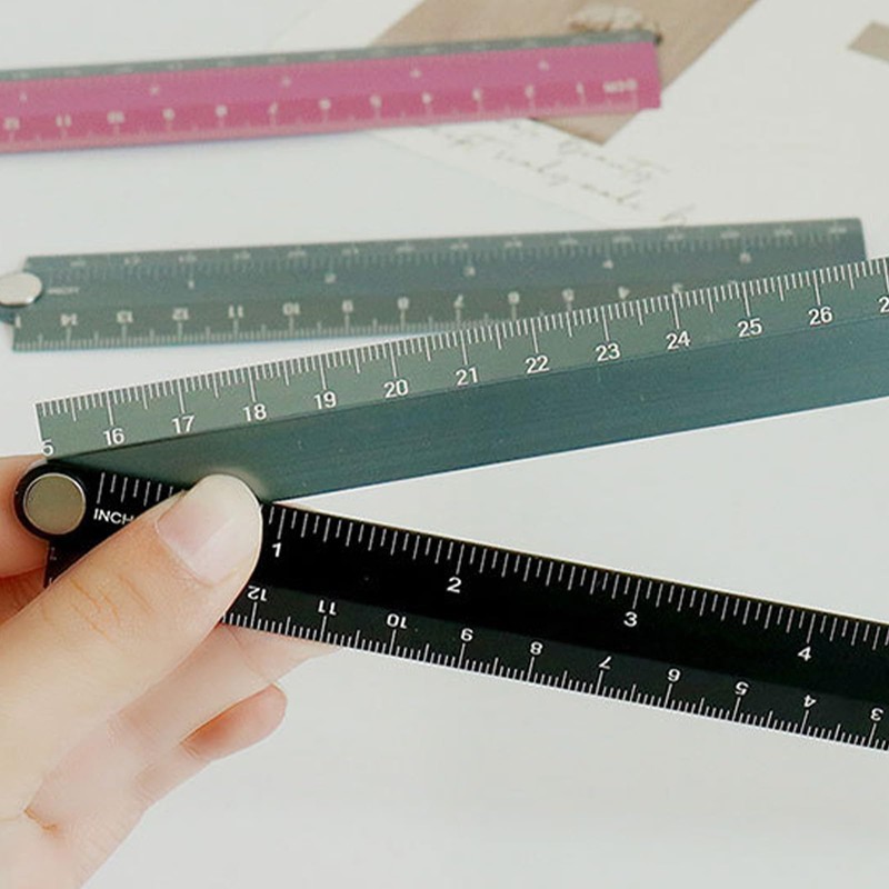 Generic 30cm Folding Aluminum Alloy Ruler, 0-300mm, Black, Perfect for