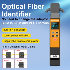 QIIRUN TM501 3 in 1 Live Fiber Optical Identifier 800-1700nm with OPM and VFL Functions for 0.25 0.9 2.0 3.0mm Optical Fibers, Optical Fiber Traffic Detector Easy Operation