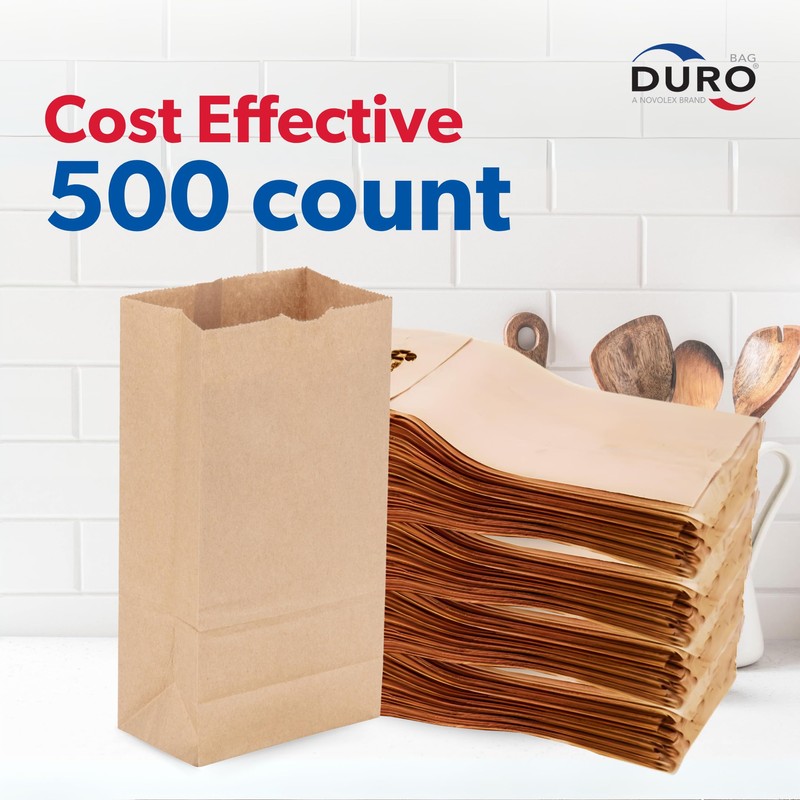 Duro 6# Brown Paper Lunch Bags 500 Count - Bulk