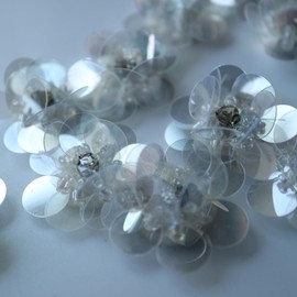 10pcs/lot Handmade Transparent Flower Beaded Patches for Clothing DIY Rhinestone Sequin Sew on Patch Embroidery Applique Patches Robe