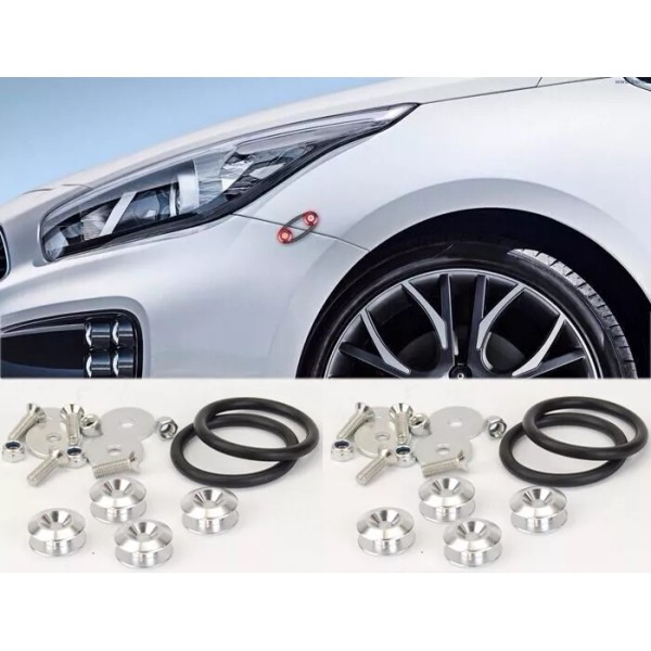 SDeelCase 8 Pc Silver Quick Release Fasteners For Nissan INFINITI