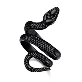 Bestyle Black Vintage Snake Rings for Men Women Concrete Serpent Wrap Ring Cocktail Party Statement Biker Rings Retro Jewelry, Size 11