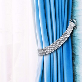 Hotop 2 Pairs of Crystal Rhinestone Diamond Curtain Tie Backs (Style 1)