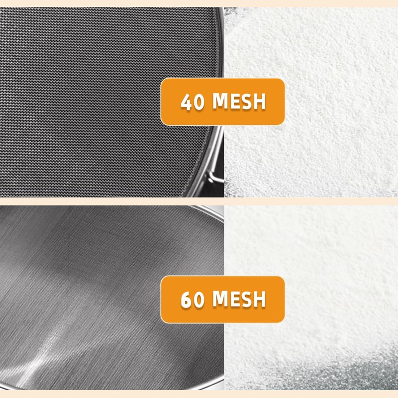 3PCS Stainless Steel Flour Sieve, 10/15/20 cm 40/60 mesh Fine