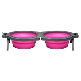 Loving Pets Bella Roma Travel Bowl Double Diner for Dogs, Pink, Medium (Pack of 1) (7989)