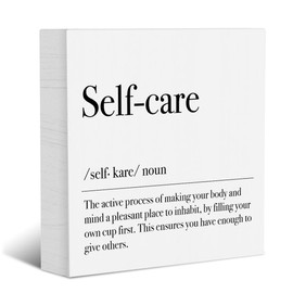 YYDS Self Care Decorative Wood Sign, 5 x 5 inches, Rustic Tabletop Display Wood, Ideal Home Office Gift