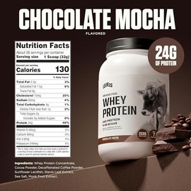 Levels Grass Fed Whey Protein Powder, No Artificials, 24G of Protein, Chocolate Mocha, 2LB