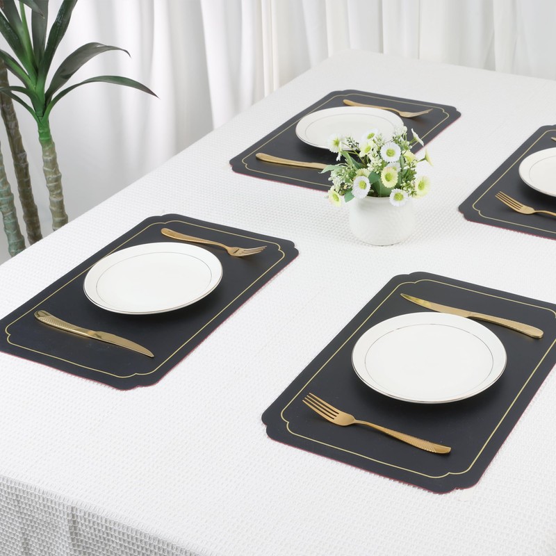 DRMHM Placemats Set of 6 Leather Placemats for Kitchen Dining