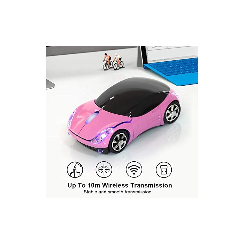 Wireless Mouse, Ultra-Thin 2.4GP Wireless Bluetooth Mouse óptico Mute Mouse,Car