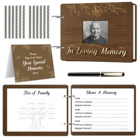 TICIAGA Wooden Funeral Guest Book - 70Pcs in Loving Memory Guest Book with Black Pen Please Sign Table Card, Funeral Guestbook for Memorial Service, Memory Book for Guests to Sign in with Condolence