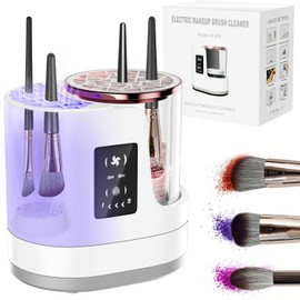 ATIDIE- 【Funcionamiento con un solo toque】El limpiador eléctrico de brochas de maquillaje tiene un diseño simple de un botón: solo conéctelo, agregue el limpiador y presione para comenzar. También pue