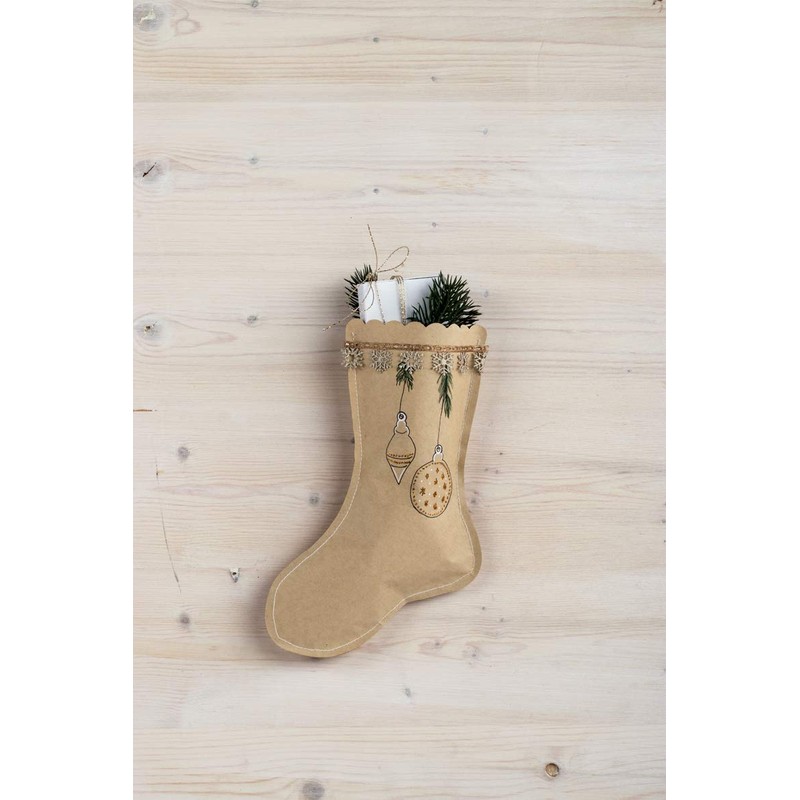 Rayher 67321521 Kraft Paper Christmas Stockings, 27.5 x 18 cm,
