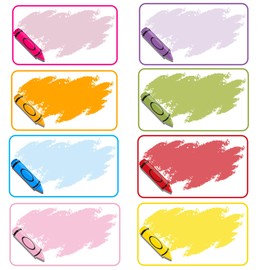 Crayons Name Tags,3x2 Inch Colorful Cartoon Crayon Nameplate Stickers Label Decals for Kids Students Kindergarten Preschool Classroom Decks Back to School Party Teacher Supplies,8 Designs,160 Pcs