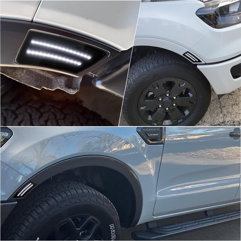Smoked Lens White Front Fender Side Marker Lights Compatible with