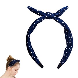 Bow Polka Dot Headbands for Women Knotted Headband Hair Bands Wide Non Slip Headbands for Women Vintage Thick Soft Hair Accessories Hairband for Women Makeup Headband Hair Hoops Head Band for Girls