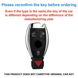 Car Key Cover Leather, Fit for A B C E K G R 3 class AMG CL CLA CLK GLA GLB GLC GLE W164 / W176 /W204 Buttons Key Fob Protector (B-blue)