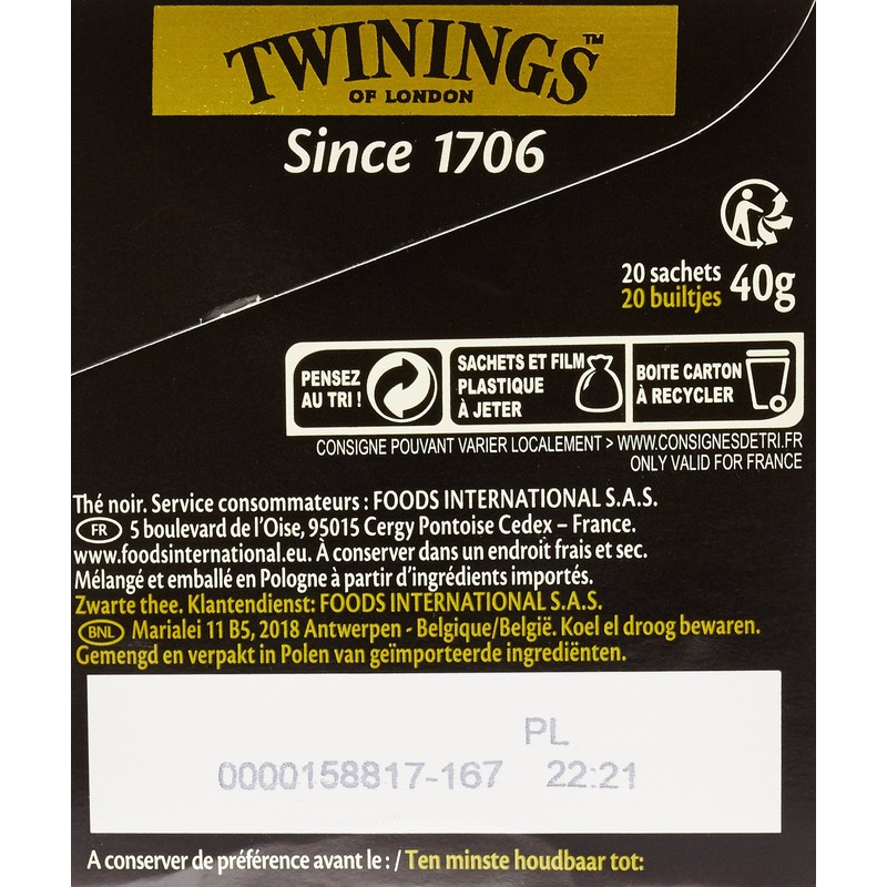 Twinings Scotland Ceylon Tea 20 Sachets 40 g - Pack