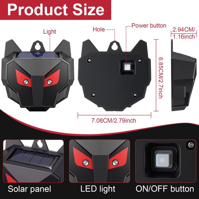 Mysora 12 Pcs Solar Predator Light Nocturnal Animal Repeller Outdoor