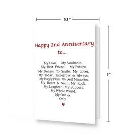 MQMRYeto Funny 2nd Anniversary Card For Men Women, Sweet 2 Year Wedding Anniversary Card Decoration For Husband Wife, Romantic Gifts Idea For Boyfriend Girlfriend Couple