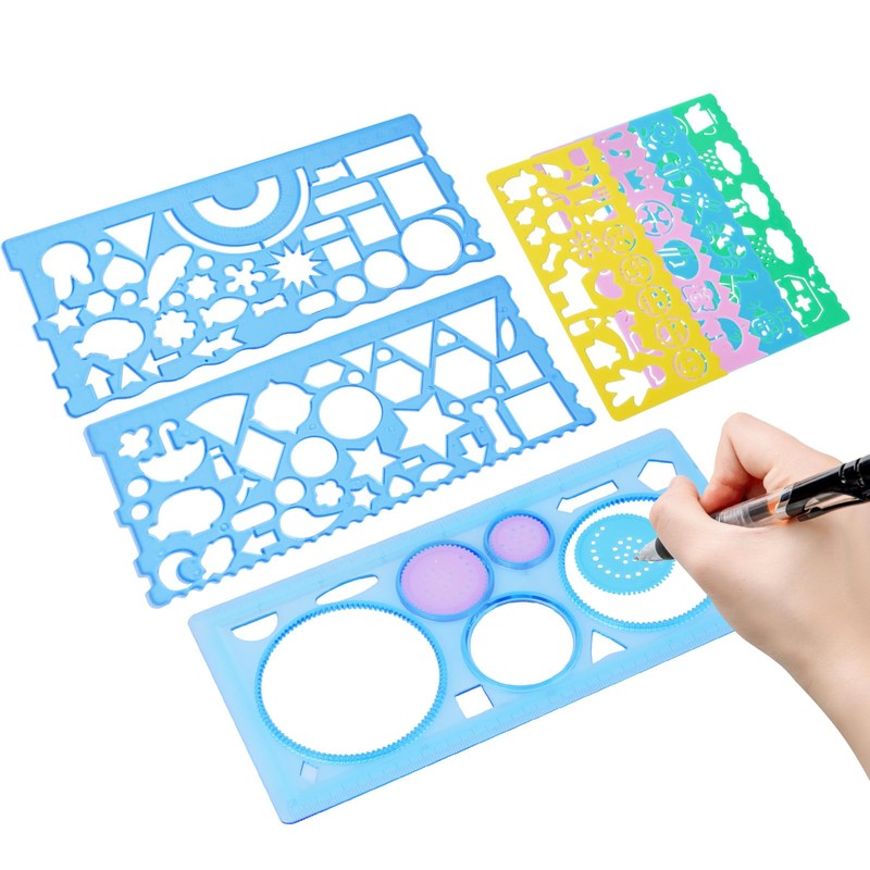 UCEC Ruler Elementary School Student Template with Rolling Ruler, Multi-functional,