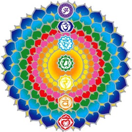 Chakra Healing - Spiritual Stained Glass Window Art Sticker/Decal (5.5" Circular)