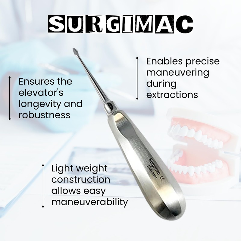 SURGIMAC Dental Elevator #60 Spade Elevator Concave Tip Stainless Steel