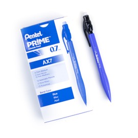 Pentel PRIME Mechanical Pencil, Writing, Drawing, School Supply, Pre-loaded with Lead, 0.7mm Medium Point, Blue Barrel, AX7C, Box of 12